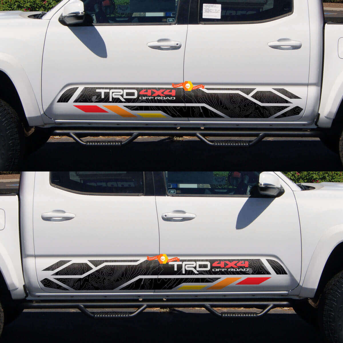 Autocollant Vinyle Topographique Latéral TRD 4x4 Off Road pour Toyota Tacoma 2005-2020