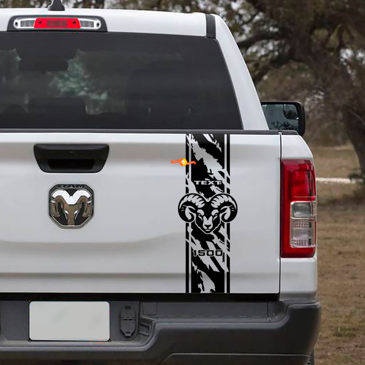 Autocollant Vinyle Décoratif Style Usé Hemi pour Hayon Dodge Ram 1500