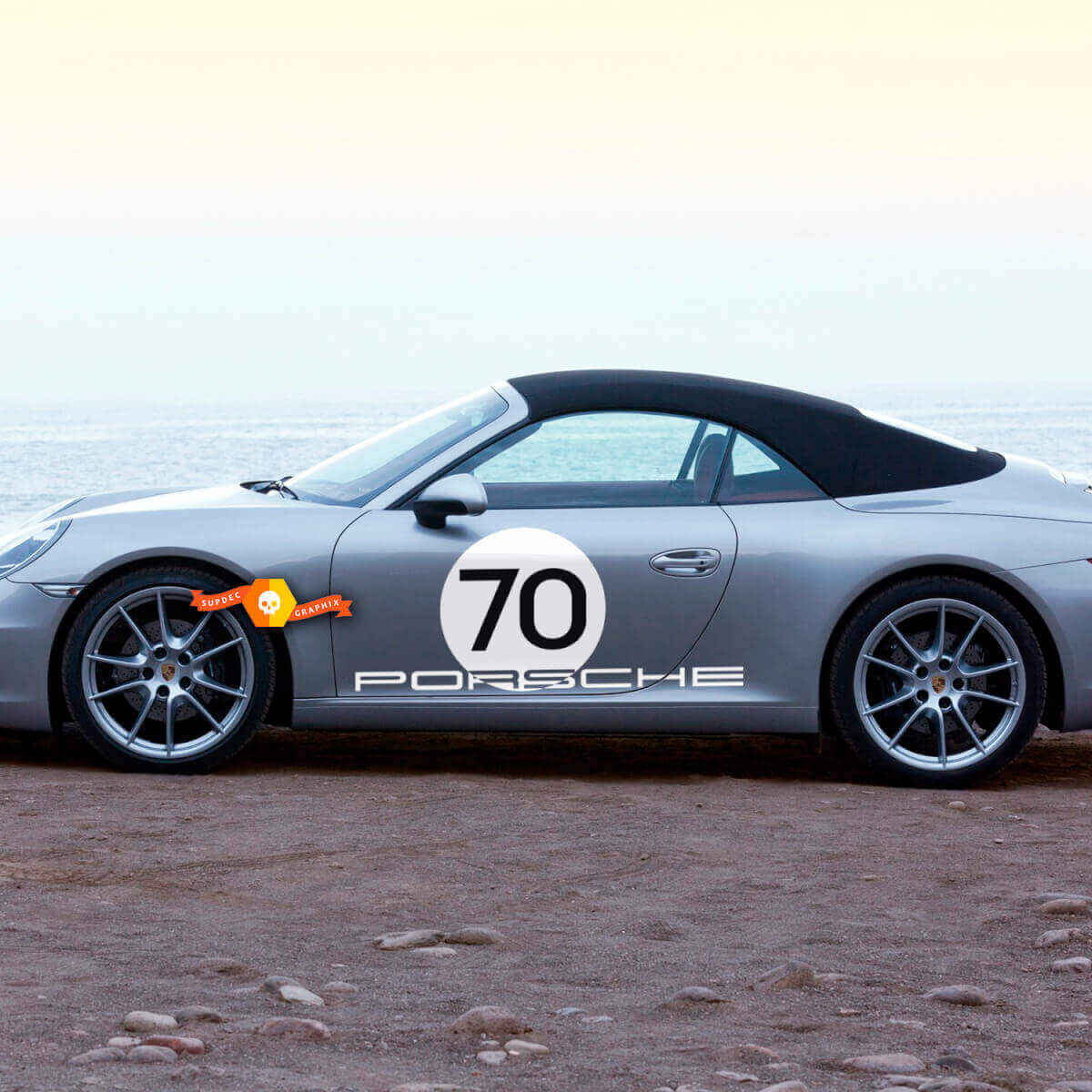 Kit d'autocollants en vinyle Heritage Style Roundel pour porte latérale Porsche 911 Speedster