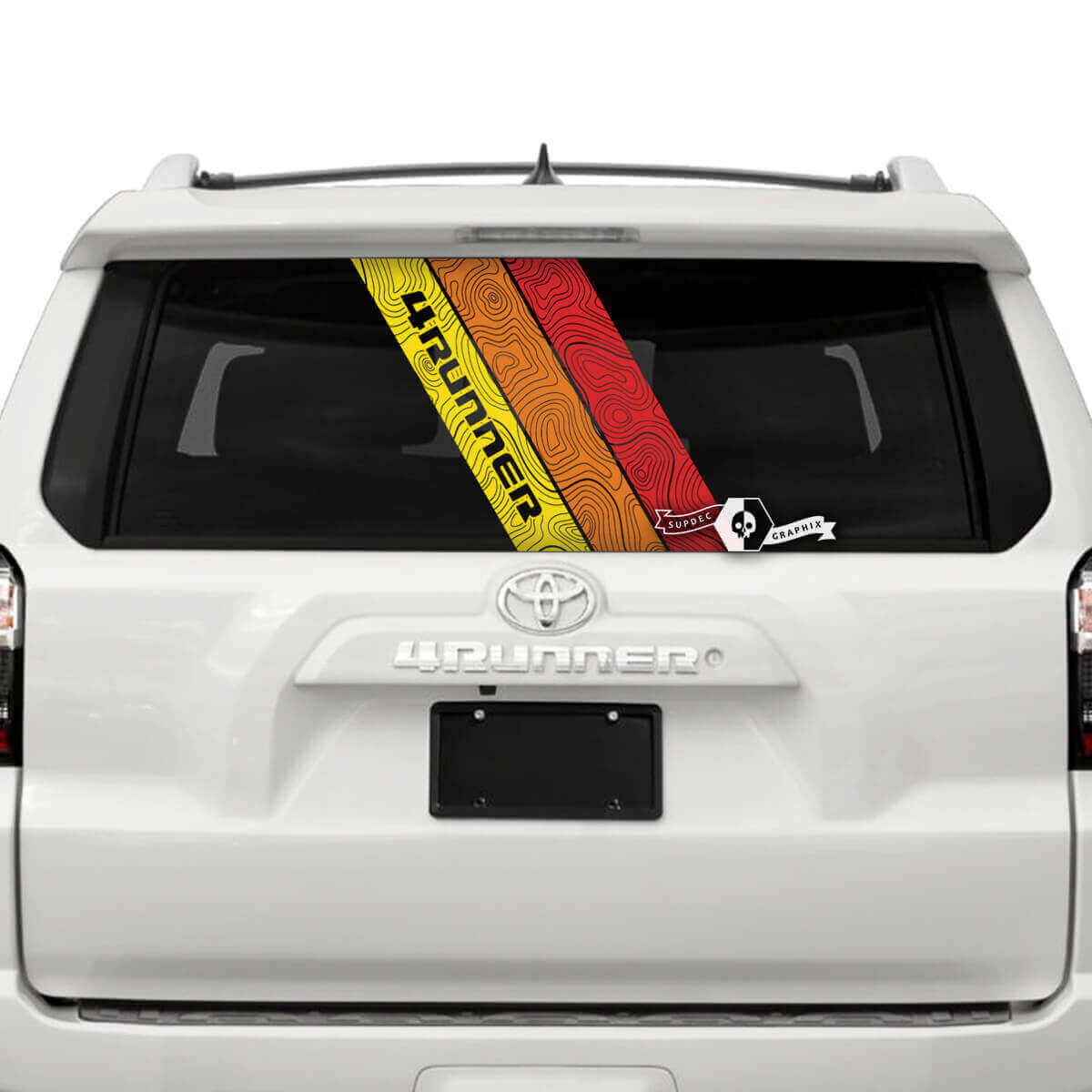Autocollant Vinyle Vintage Rayures Topographiques pour Lunette Arrière Toyota 4Runner 2013-2023