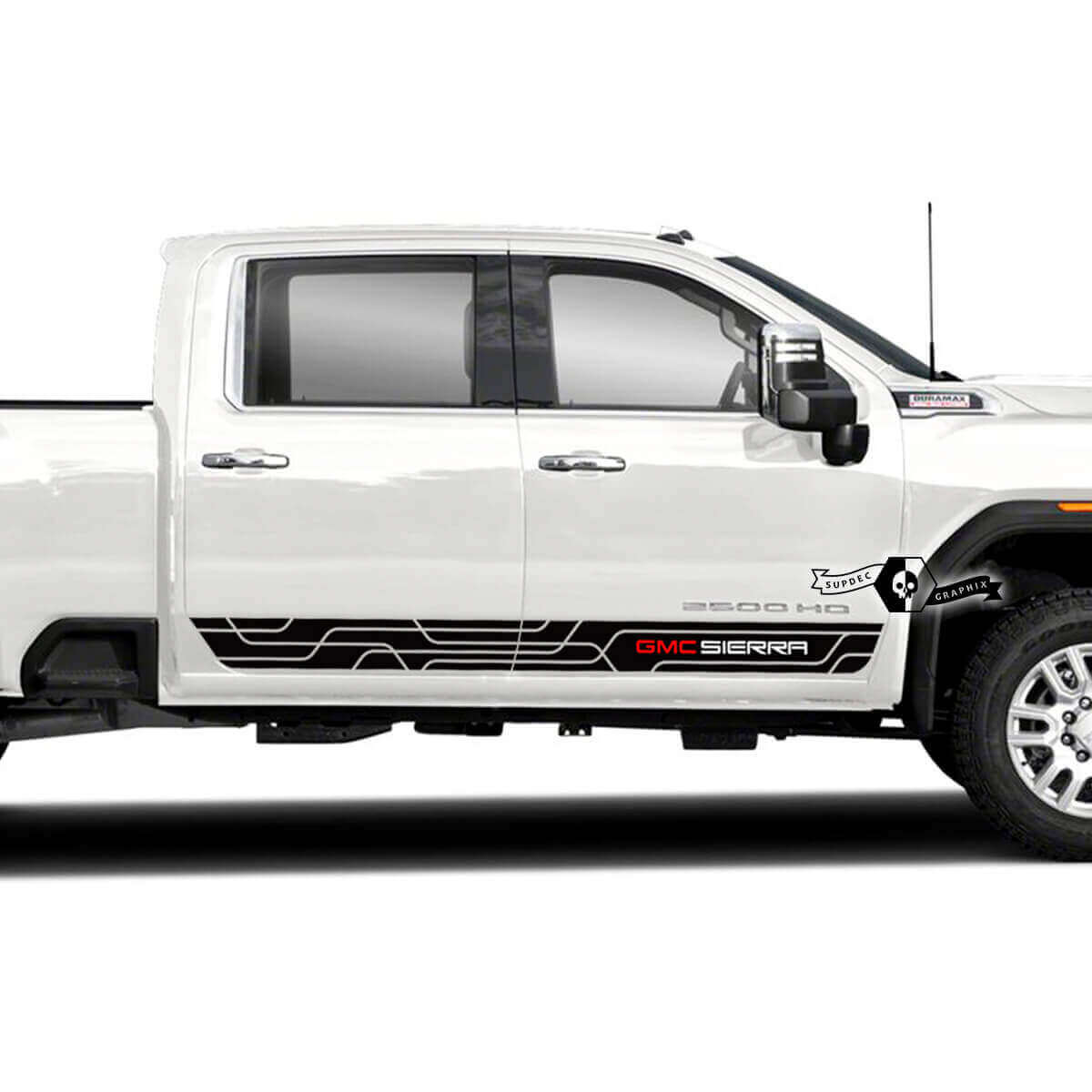 Kit d'autocollants vinyles bandes latérales de porte de marque pour GMC Sierra 2500HD
