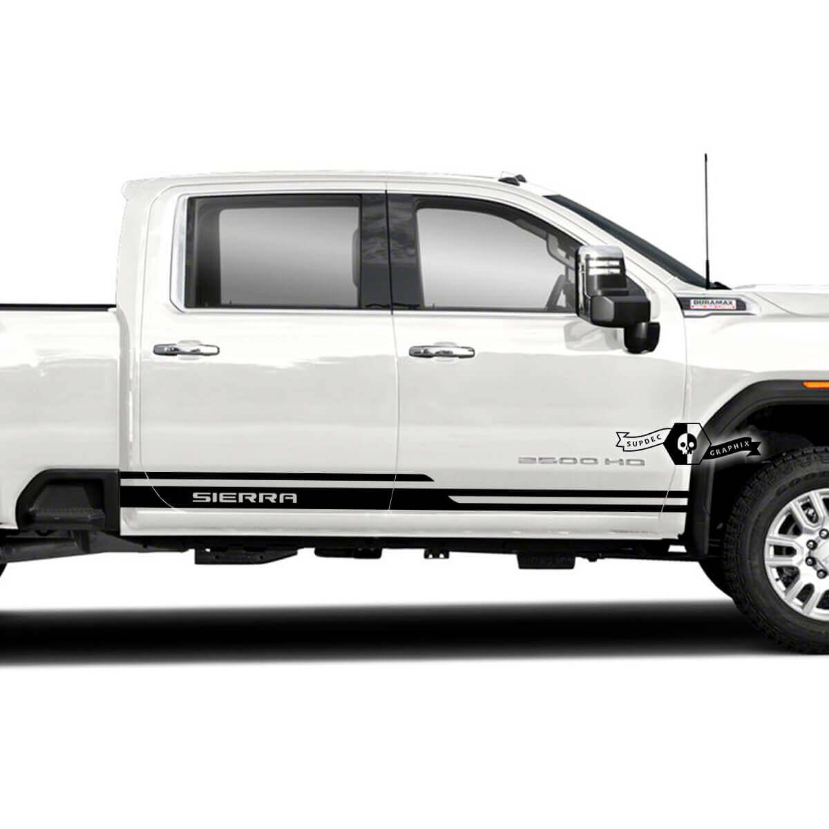 Kit d'autocollants en vinyle avec lettrage et bandes latérales pour GMC Sierra 2500HD