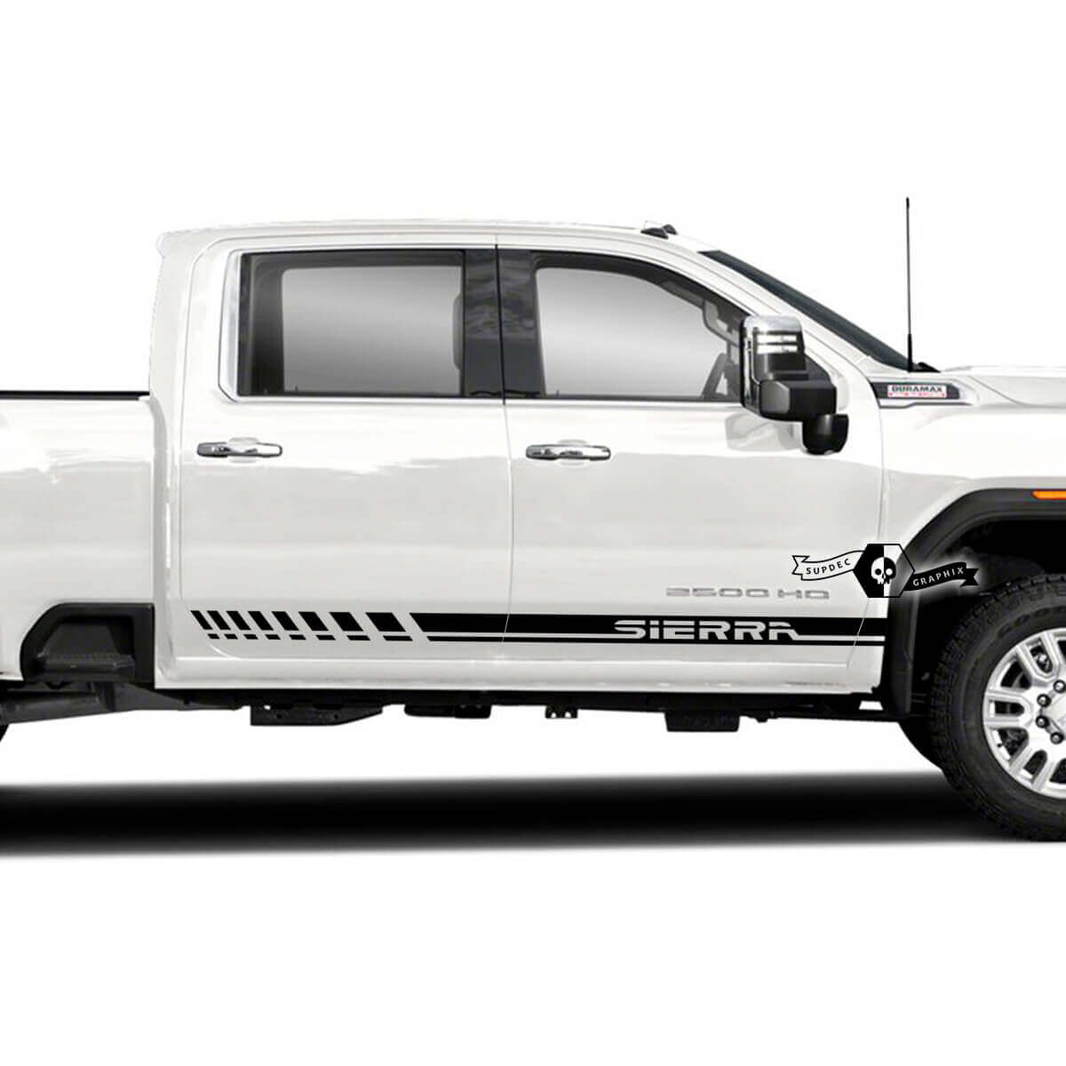 Autocollant vinyle rayures à damier pour porte GMC Sierra 2500HD 2022