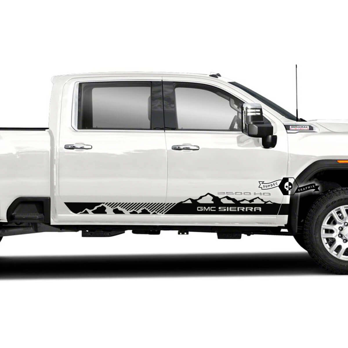 Kit d'autocollants vinyle bandes latérales style montagne pour GMC Sierra 2500HD 2022-23