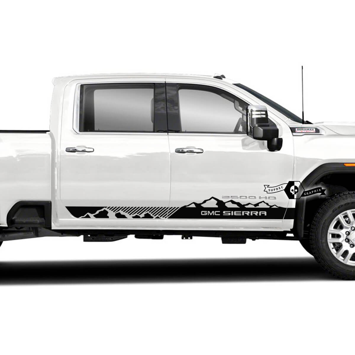 Paire d’autocollants à rayures latérales en vinyle GMC Sierra 2500HD 2022 2023 pour graphiques de panneau de porte GMC Sierra

