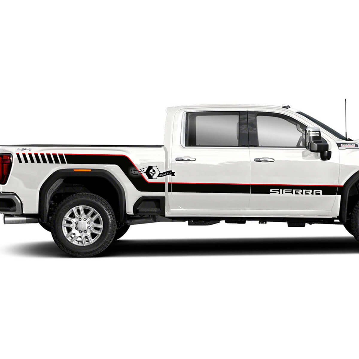 Kit de décalcomanies en vinyle bandes latérales incurvées Sierra pour GMC Sierra 2500HD 2022