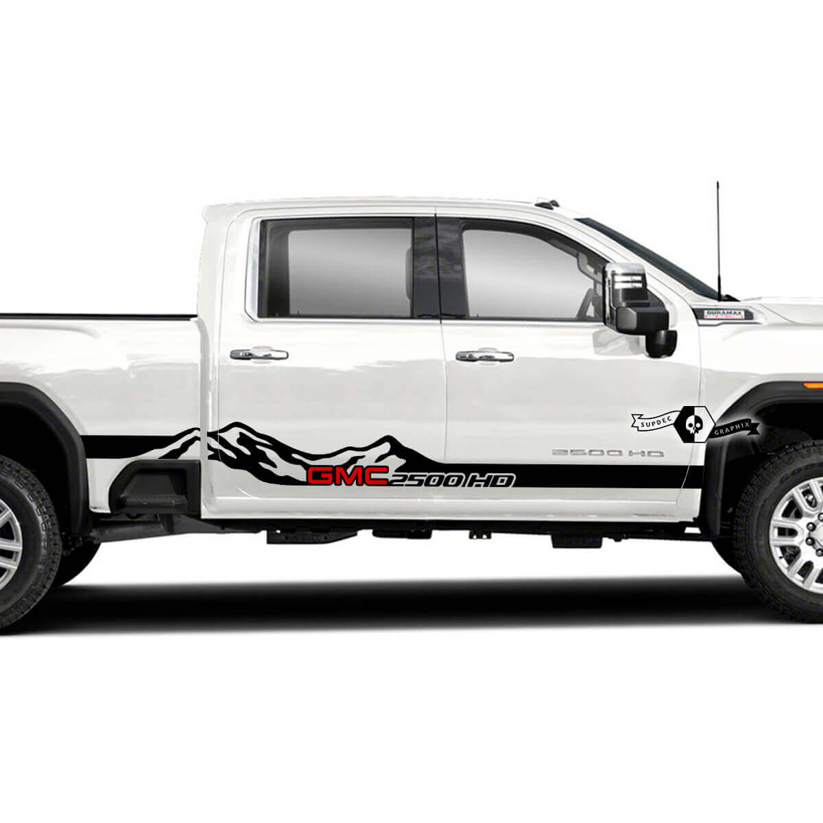 Paire GMC Sierra 2500HD 2022 LOGO LOGO PORTES MOUNTAINES VINYL STRIPES Sticker Sticker pour GMC Sierra Panel Graphics 2 Couleurs
