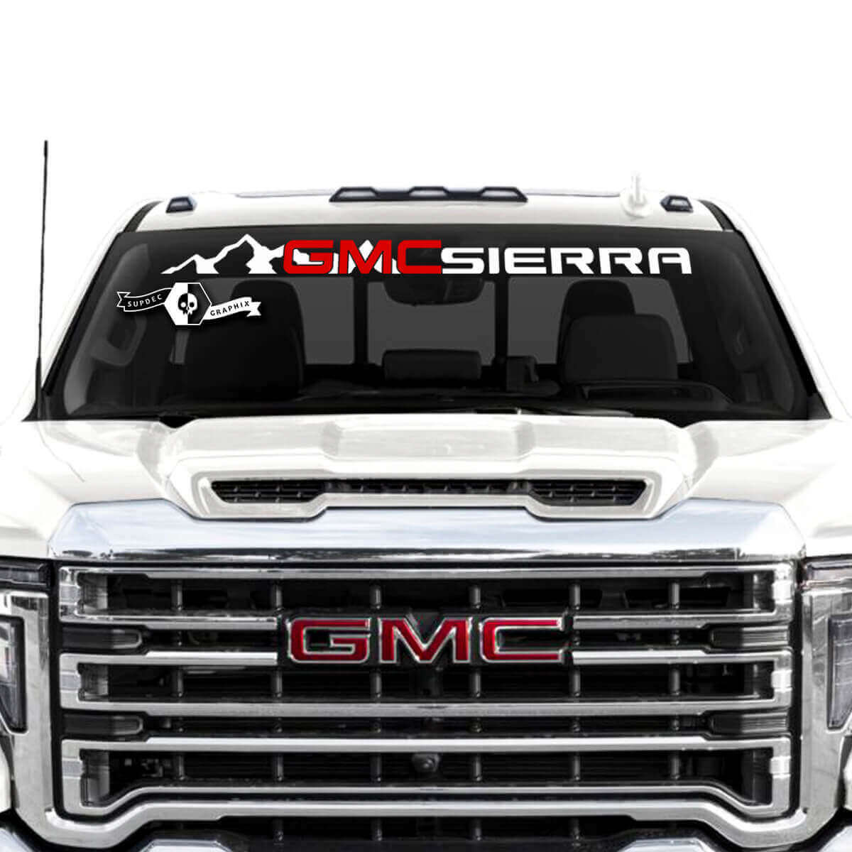 Autocollant en vinyle style montagne pour pare-brise GMC Sierra 2500HD