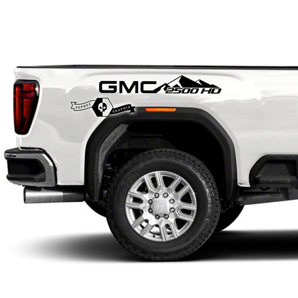 Ensemble d'autocollants vinyle de style montagne avec logo GMC pour bas de caisse GMC Sierra 2500HD 2022-23
