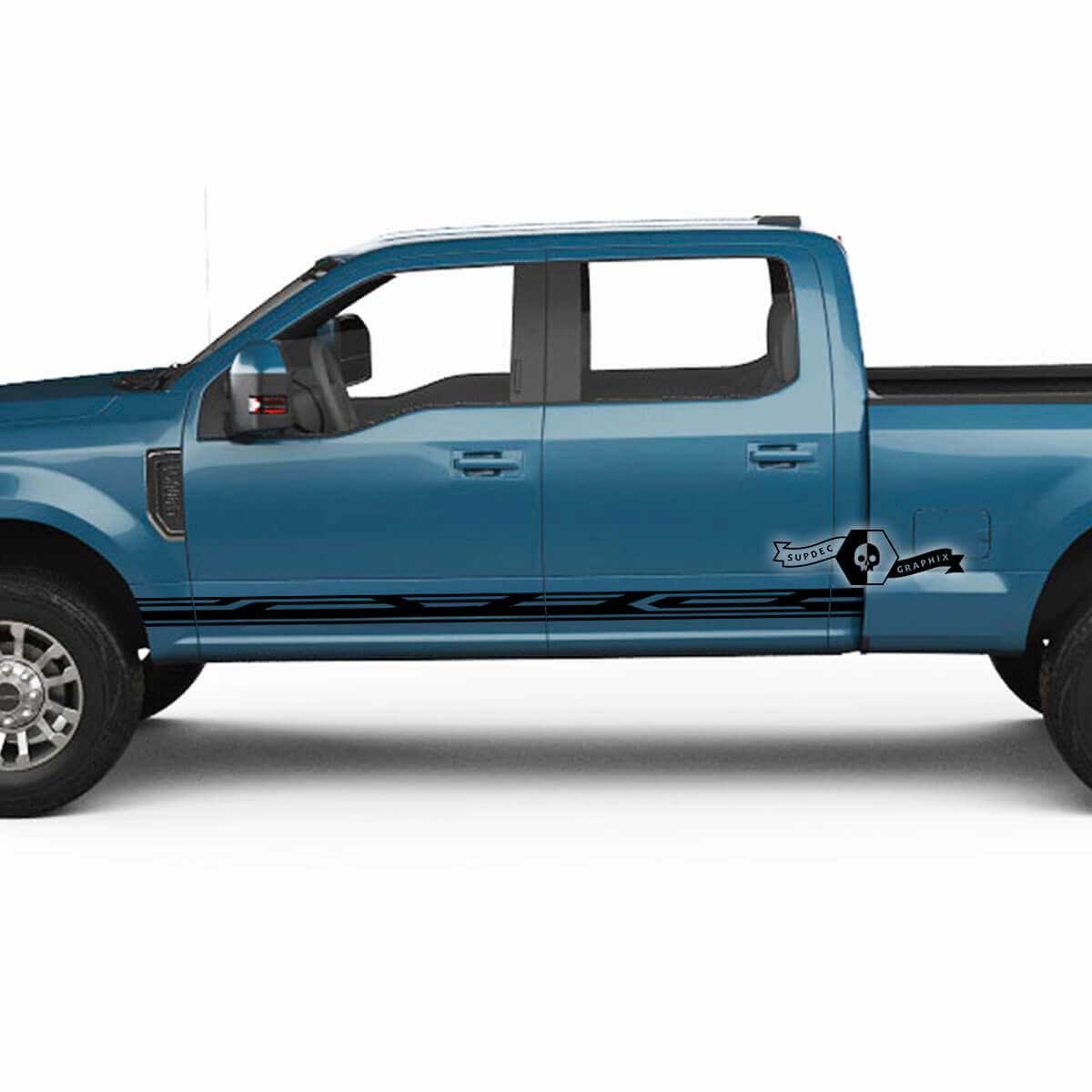 Paire Musclecar Super Duty 2023 Rocker Panel Stripes Body Doors Stickers Side Stickers Logo Graphics Vinyl 2 Colors
