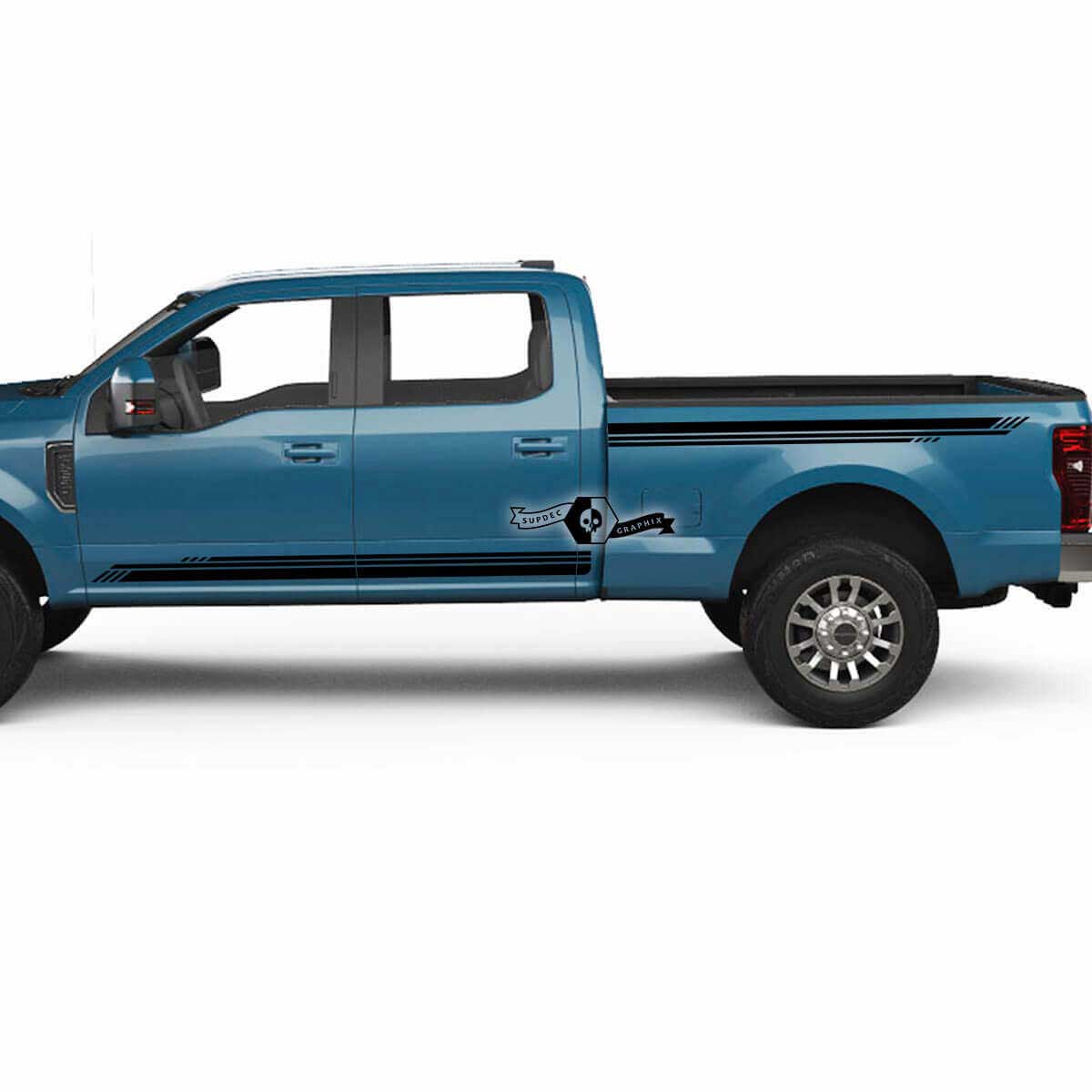 Paire Musclecar Super Duty 2023 Rocker Panel Stripes Corps Portes Lit Ligne Fender Stickers Côté Autocollants Graphiques Vinyle 2 Couleurs
