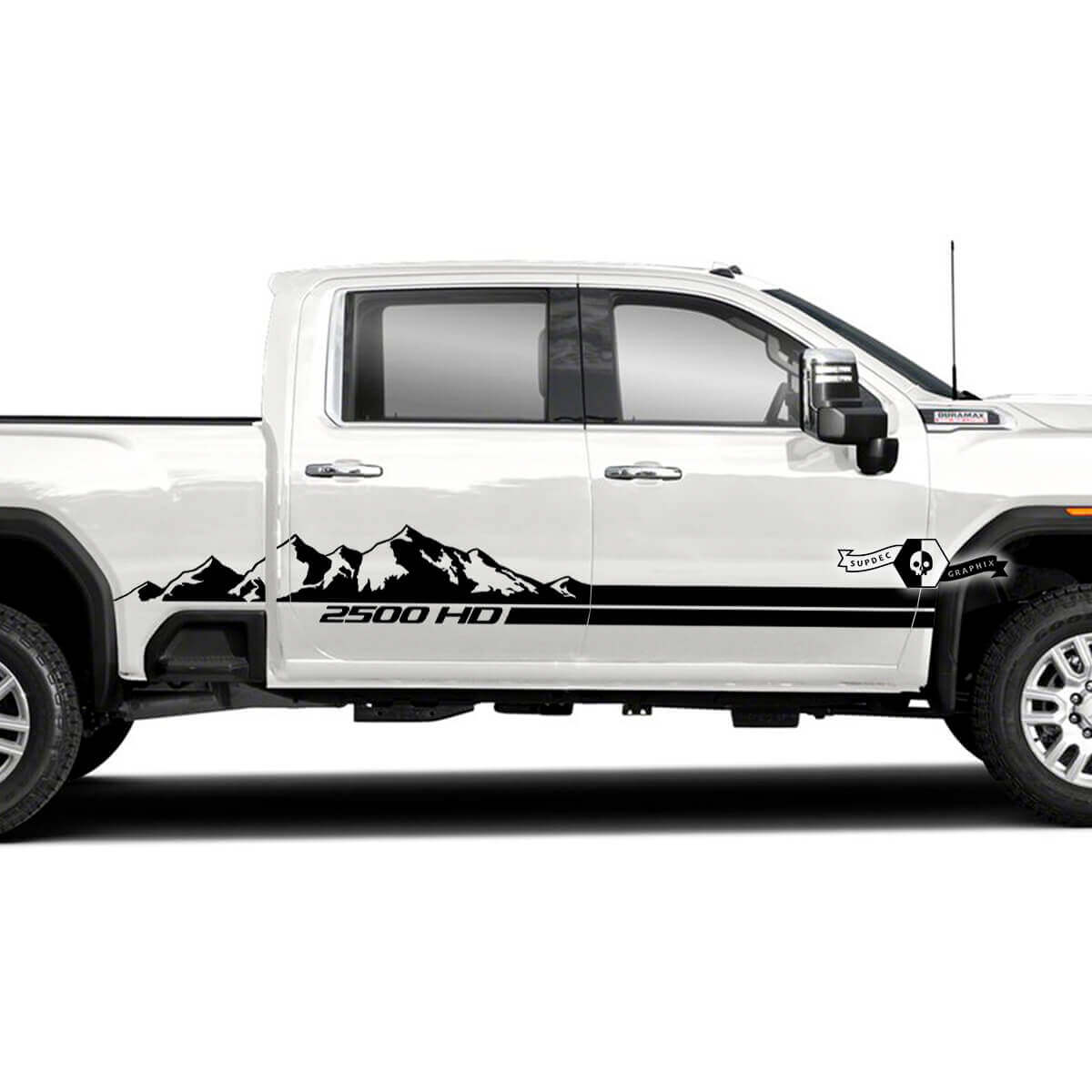 Kit d'autocollants vinyle bandes latérales style montagne pour GMC Sierra 2500HD