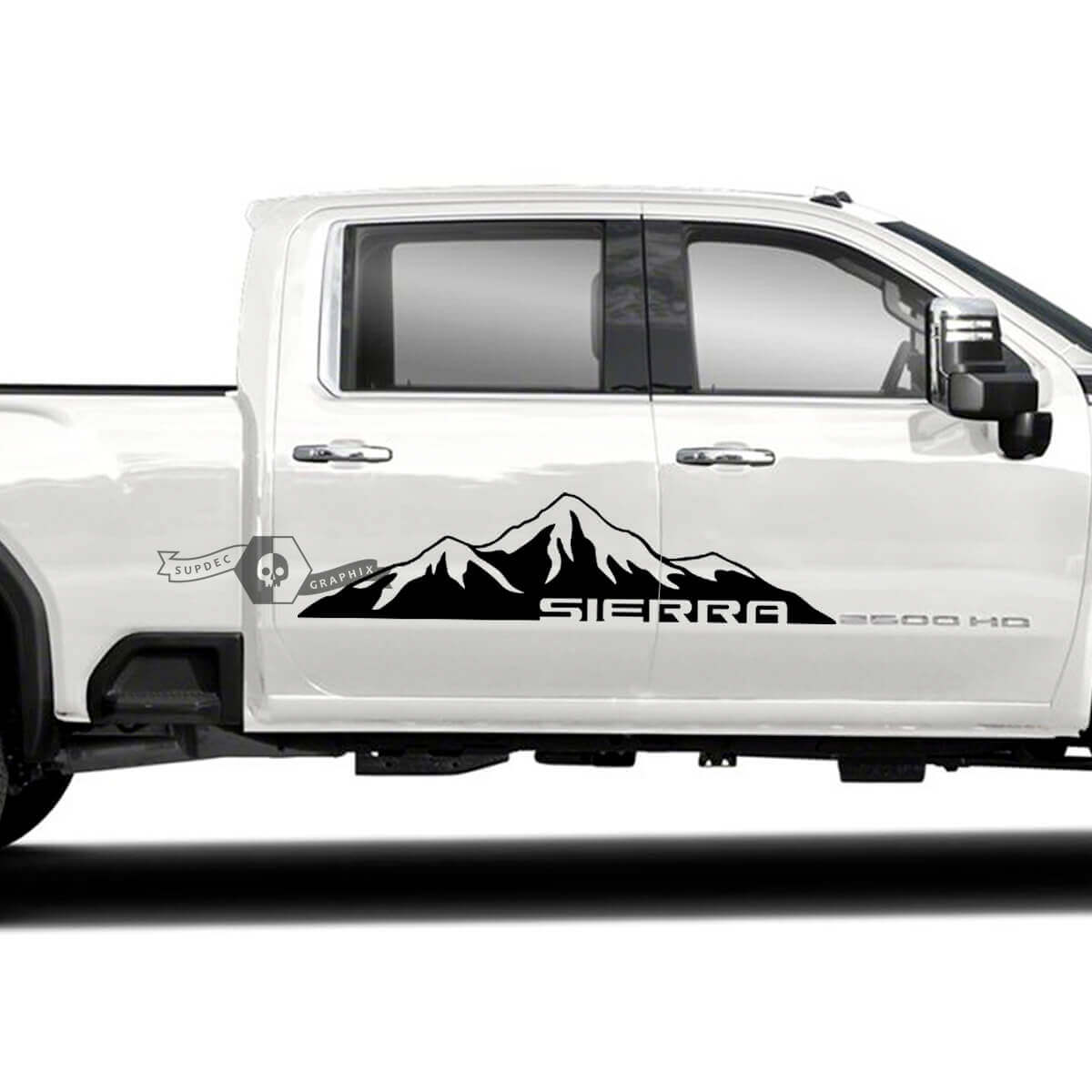 Paire de décalcomanies en vinyle pour porte côté montagne pour GMC Sierra 2500HD