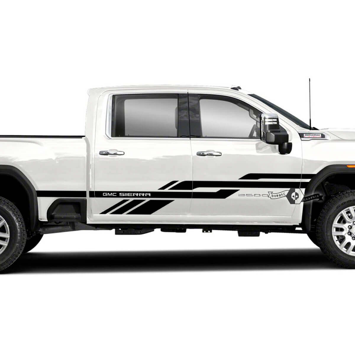 Autocollants en vinyle à rayures latérales entrelacées pour GMC Sierra 2500HD 2022-2023
