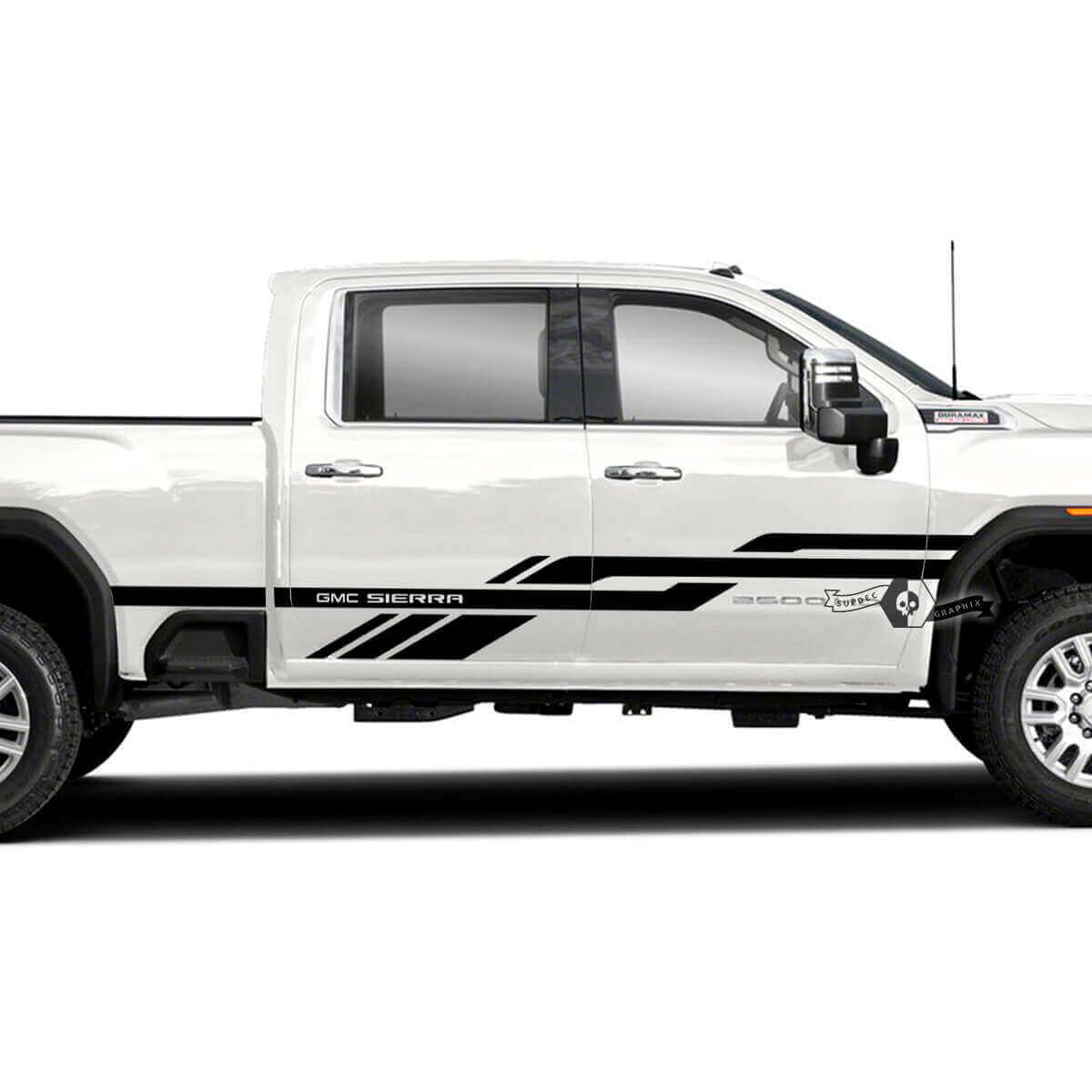 Autocollants en vinyle à rayures latérales entrelacées pour GMC Sierra 2500HD 2022-2023