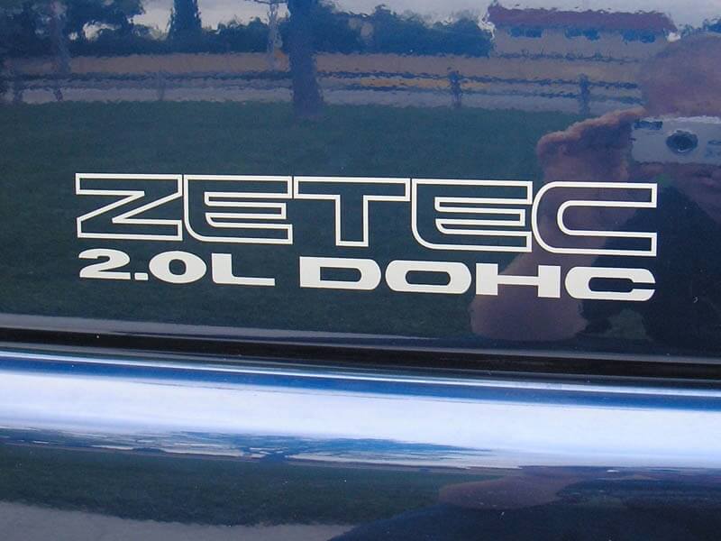 Jeu d'autocollants vinyles latéraux Zetec 2.0L DOHC pour Musclecar Escort ZX2 1997-2002
