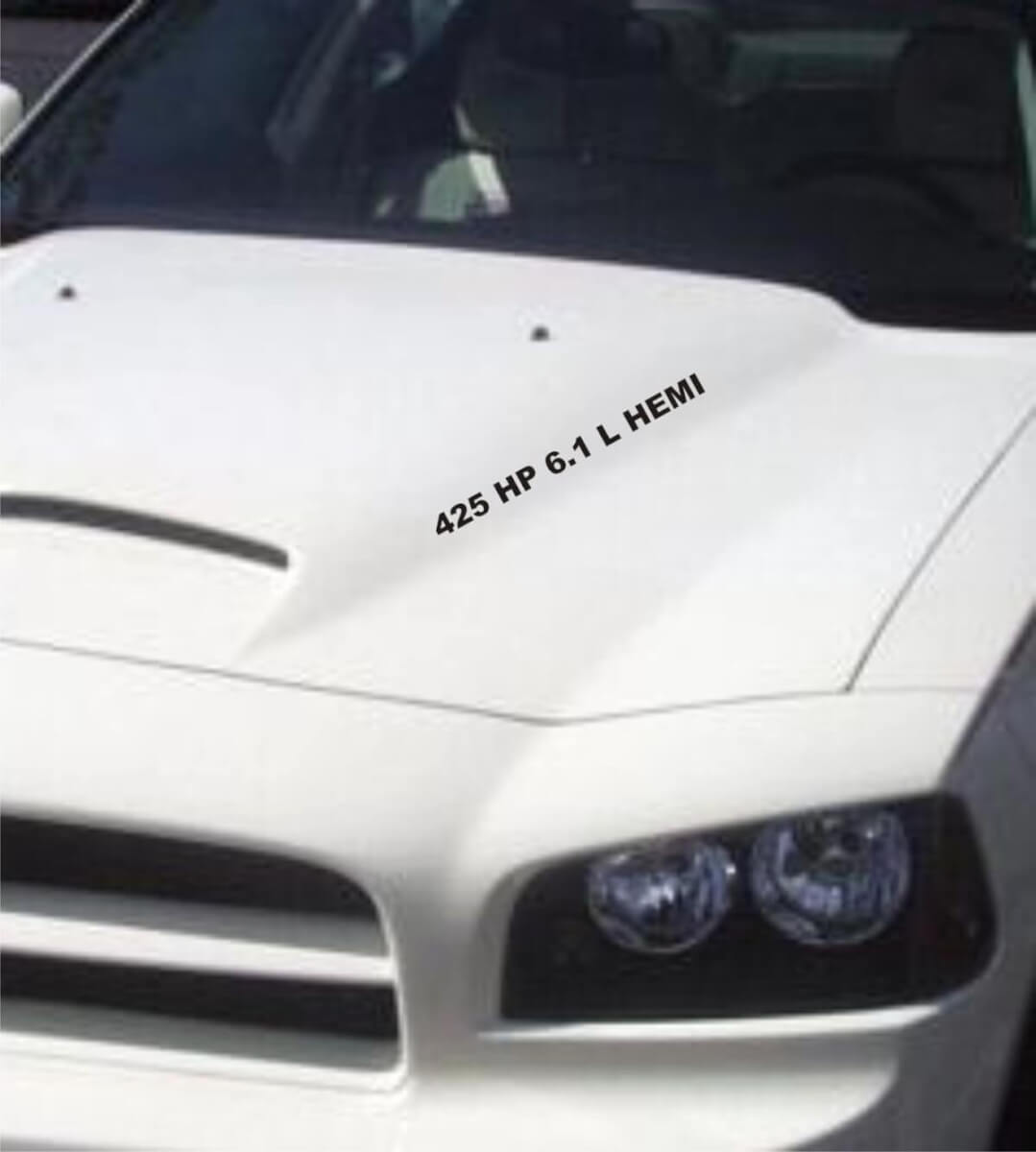 Décalcomanies en vinyle de lettrage pour capot 425HP 6.1L HEMI pour Dodge Charger Challenger Ram SRT8