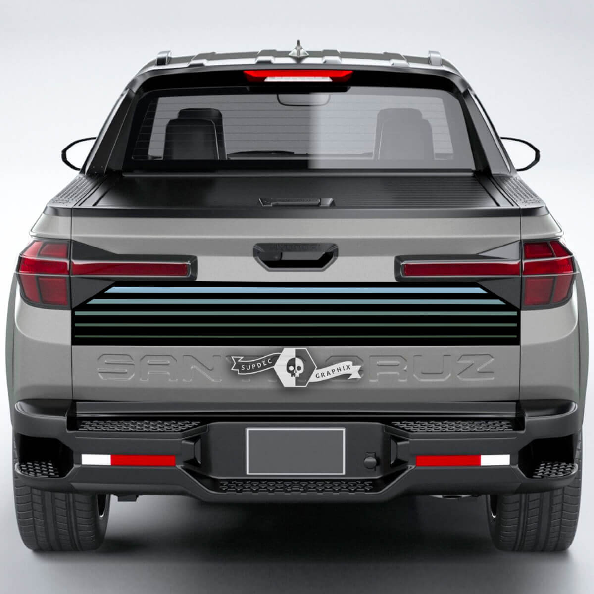 Rear Lines SunSet Bleu Vinyle Hayon Autocollant Graphique adapté à Hyundai Santa Cruz 2023
