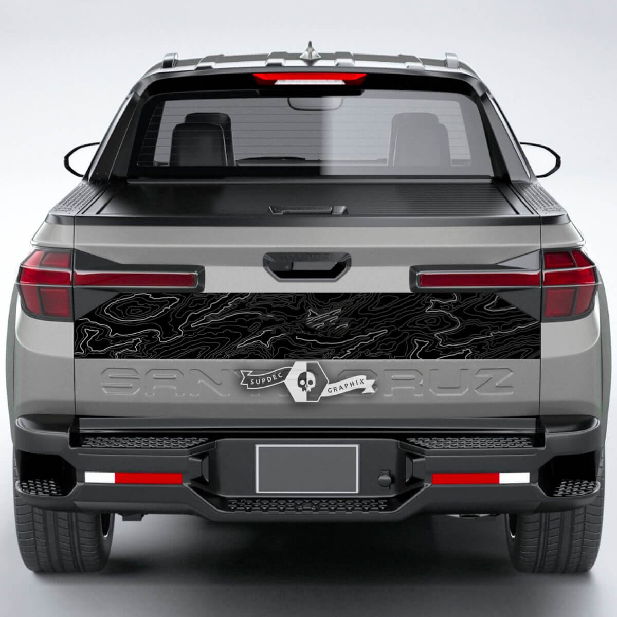 Autocollant de décalcomanie de hayon en vinyle, carte topographique de lignes arrière, graphique adapté à Hyundai Santa Cruz 2023
