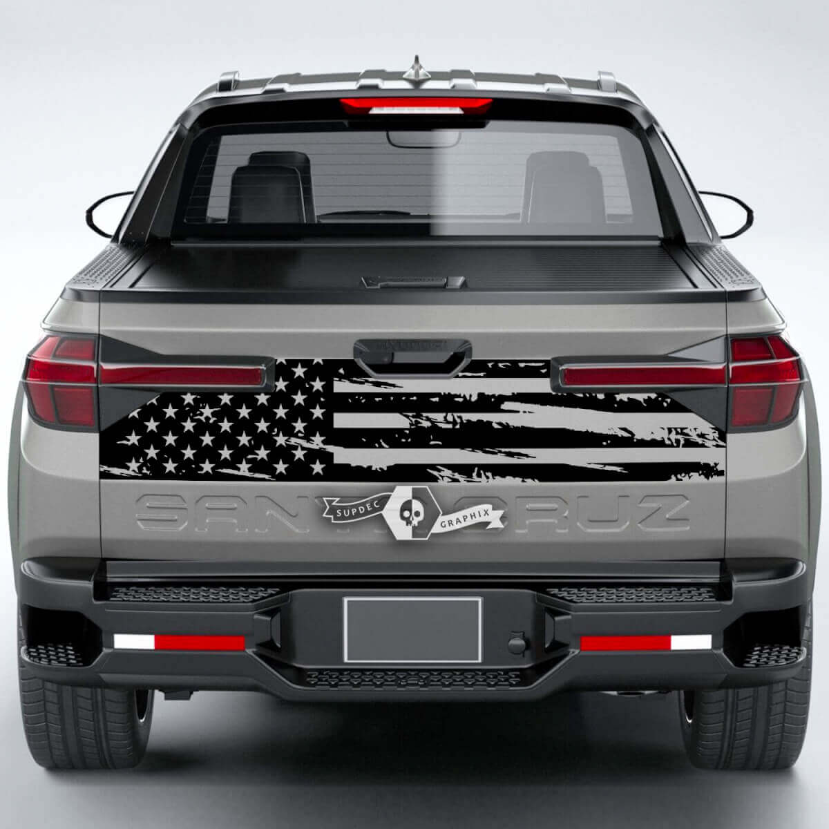 Autocollant en vinyle du drapeau USA vieilli pour hayon Hyundai Santa Cruz 2023