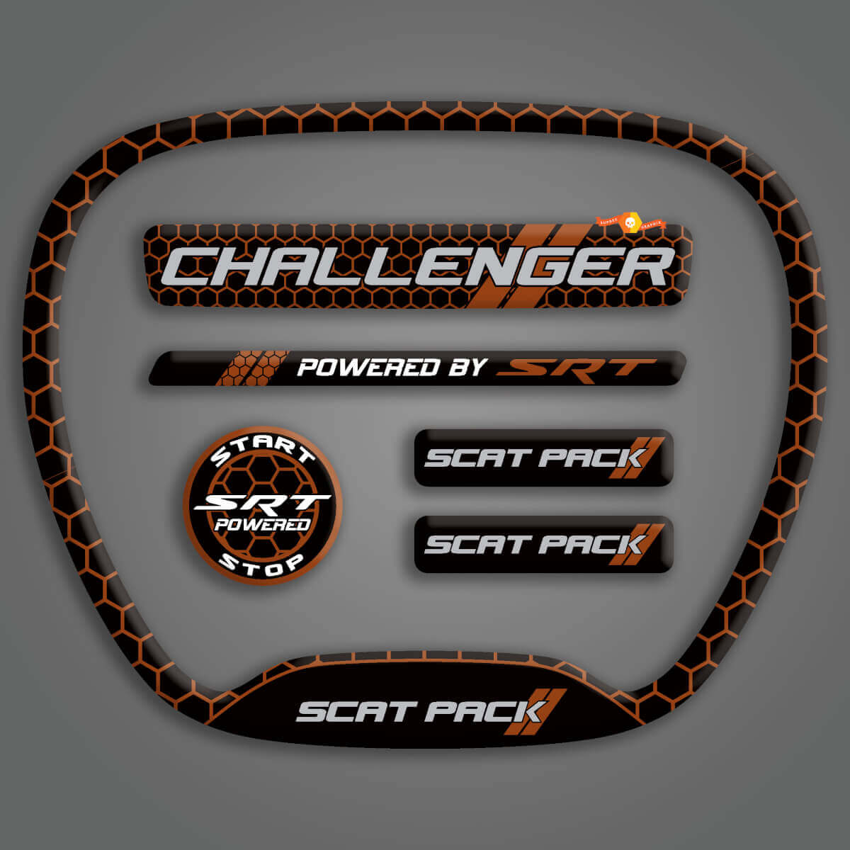 Kit de décalcomanies intérieures en gel 3D effet nid d’abeille pour Dodge Challenger 2015+