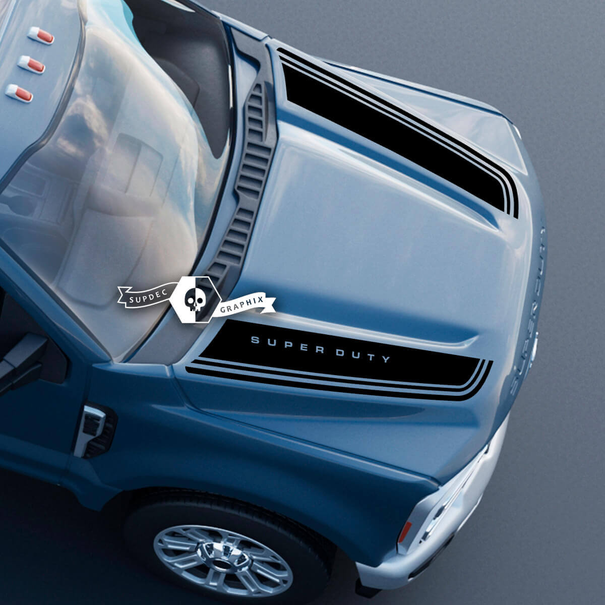Capot Musclecar Super Duty 2023 Up Lines Double Logo Garniture Stickers Autocollants Graphiques Vinyle
