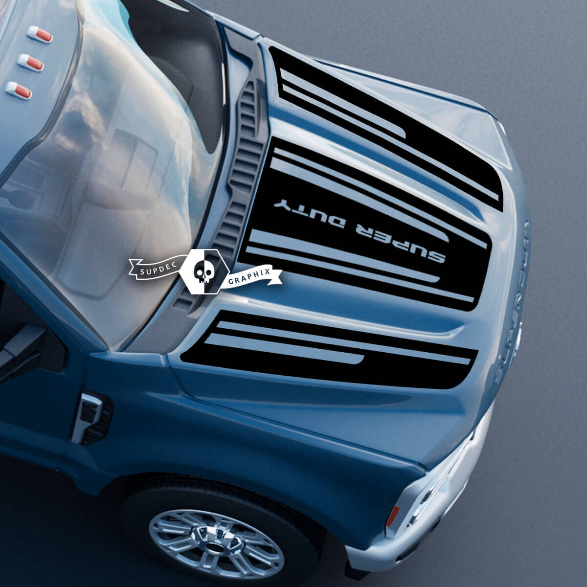 Capot Musclecar Super Duty 2023 Up Lines Logo Garniture Stickers Autocollants Graphiques Vinyle Kits Complets
