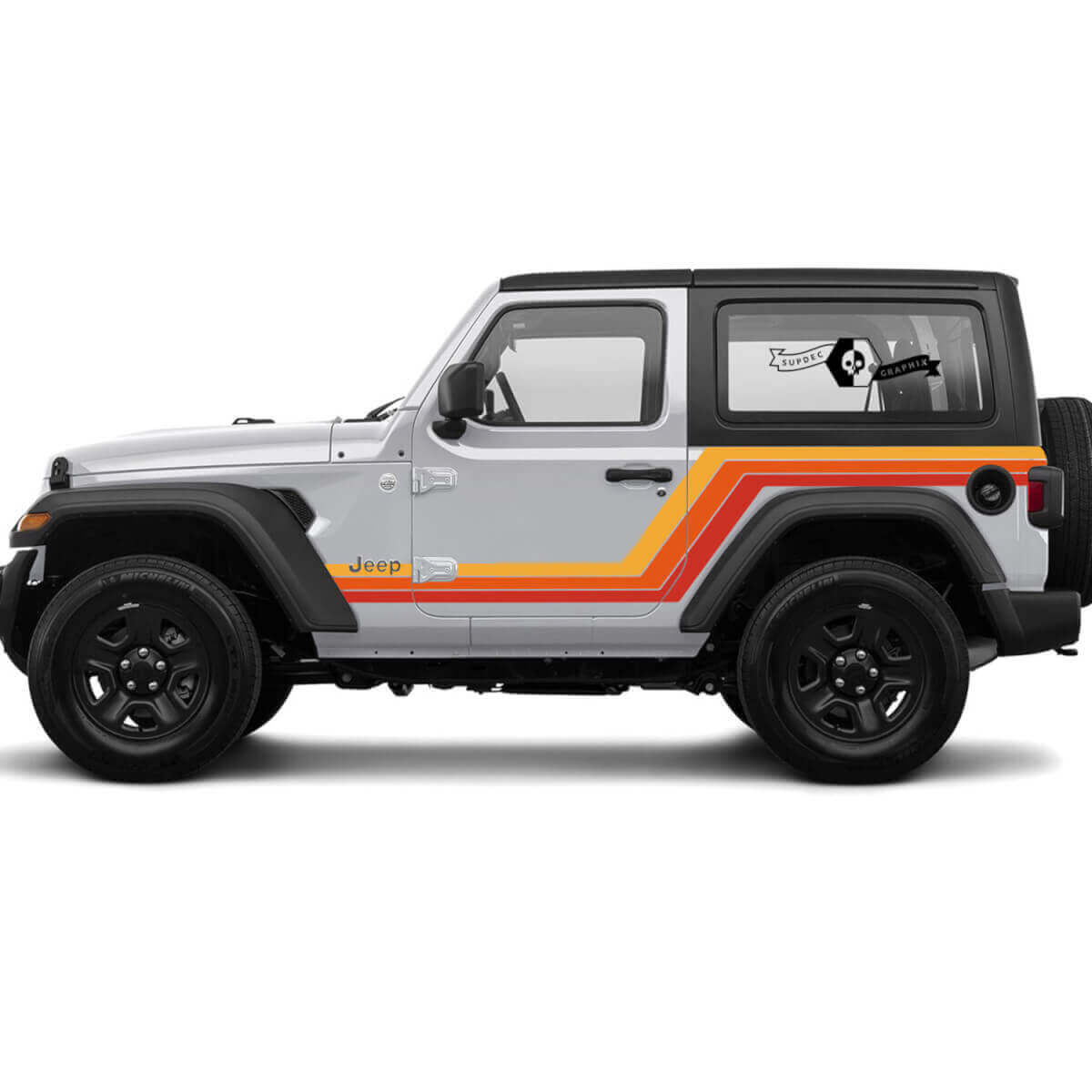 Kit d’autocollants en vinyle à bandes latérales style vintage pour Jeep Wrangler 2 portes