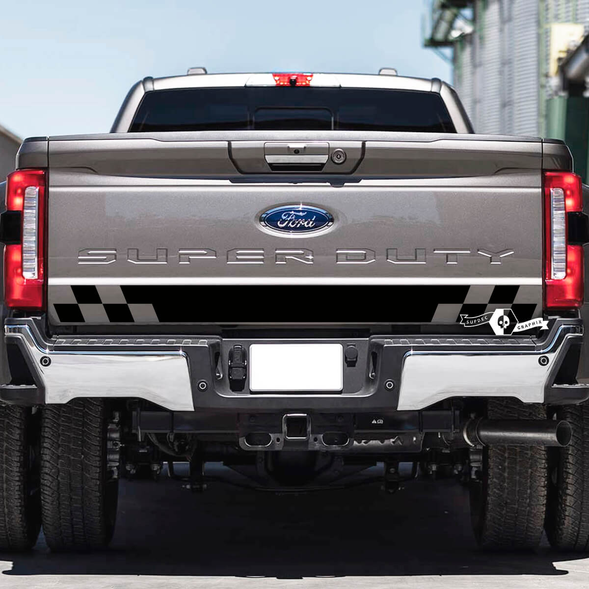 Hayon Ford Super Duty 2023 Damier Drapeau Vinyle Autocollants Autocollants Graphiques
