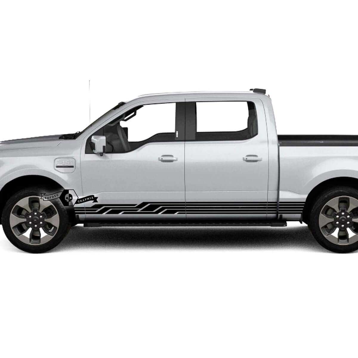 Autocollant en vinyle à bandes latérales géométriques courbes pour Musclecar F-150 Lightning