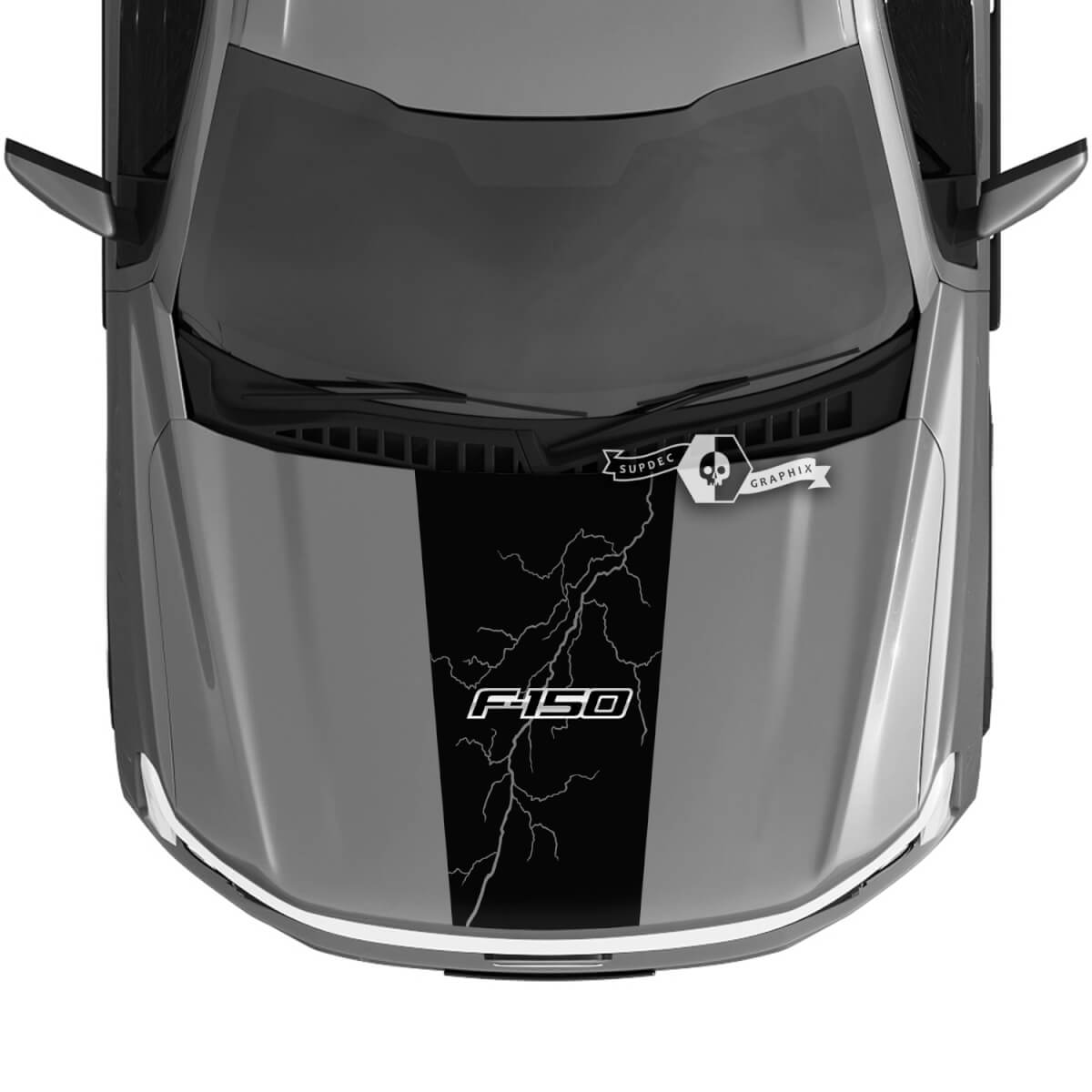 Capot Ford F-150 Lightning 2022 2023 Blackout Chrome Stickers Stickers Graphiques Vinyle
