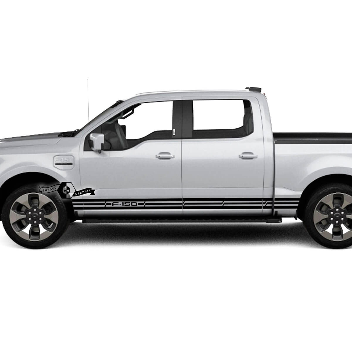 Paire Ford F-150 Lightning 2022 2023 Rocker Panel Lines Stripes Body Stickers Side Stickers Graphics Vinyl Supdec Design
