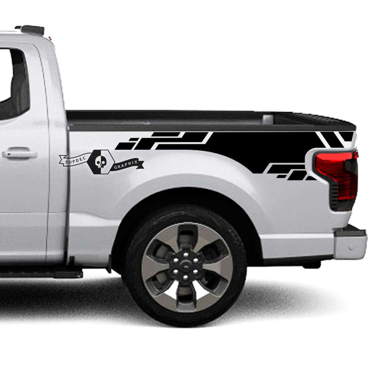 Paire Musclecar truck Lightning 2022 2023 Logo Fender Lit Lignes Corps Stickers Côté Autocollants Graphiques Vinyle Supdec Conception
