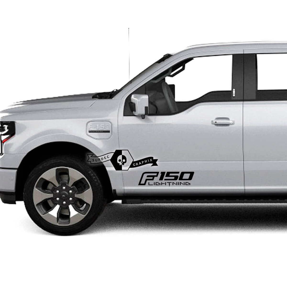 Paire Ford F-150 Lightning 2022 2023 Portes Autocollants Autocollants latéraux Graphiques Vinyle Supdec Design
