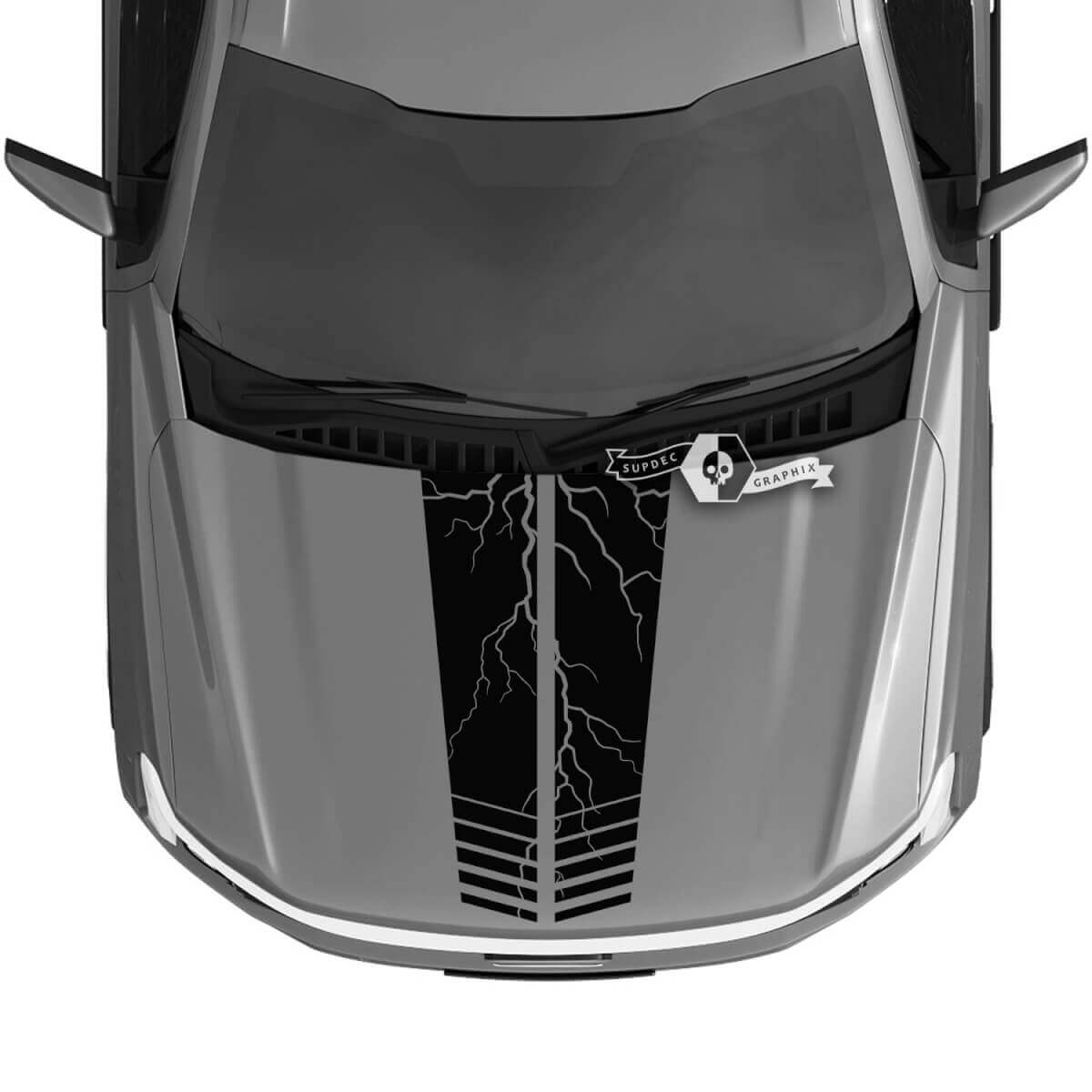 Capot Ford F-150 Lightning 2022 2023 Blackout Lightning Line Dual Decals Autocollants Graphiques Vinyle
