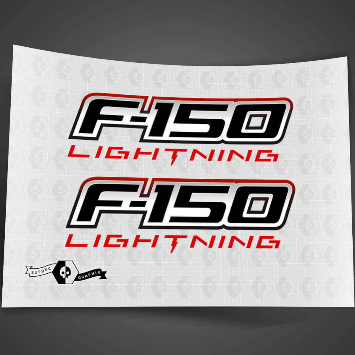 Paire Ford F-150 Lightning 2022 2023 Autocollants de logo de portes Stickers Graphiques Vinyle Supdec Design
