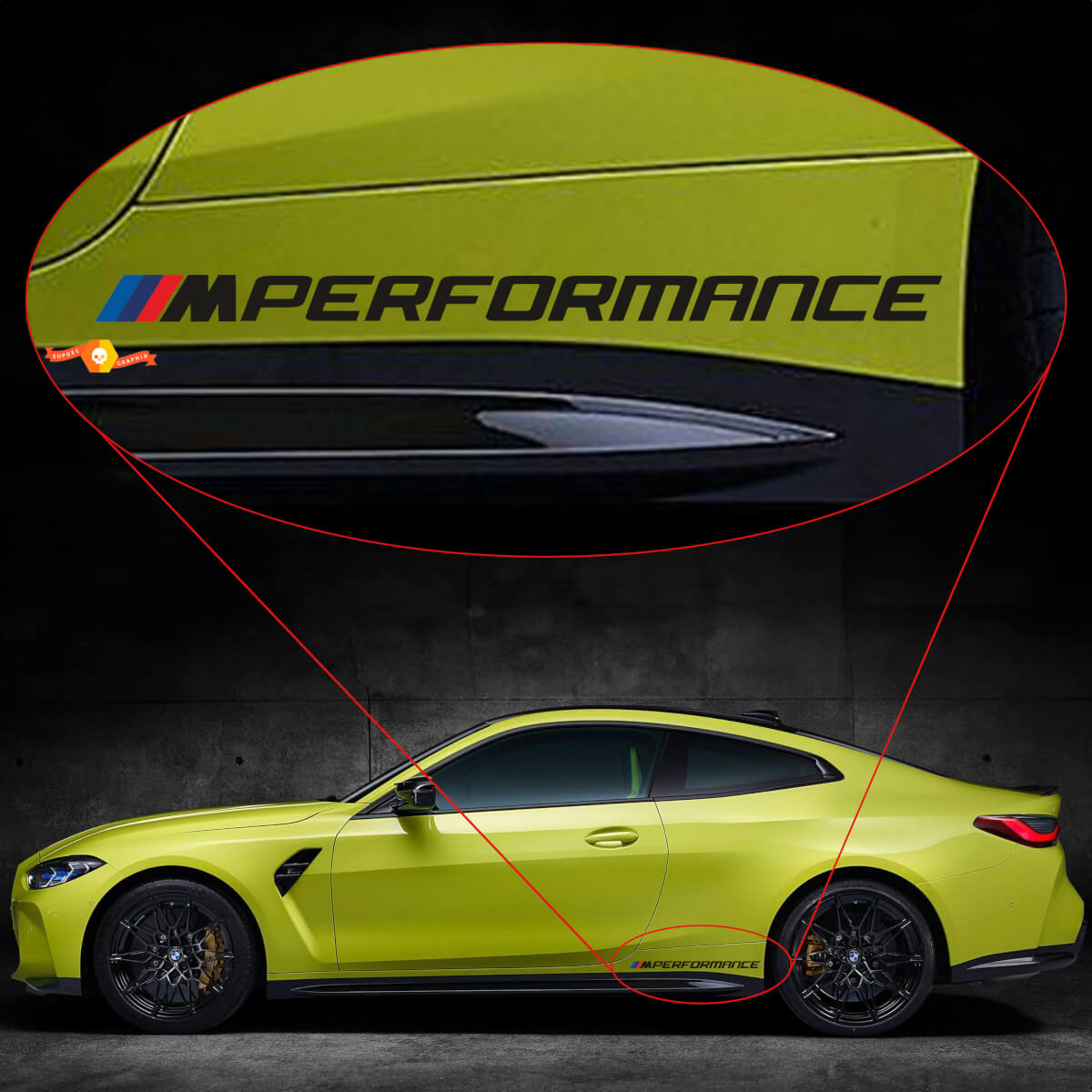 2x BMW M4 M3 G82 G83 M Performance Side Rear M autocollant en vinyle
