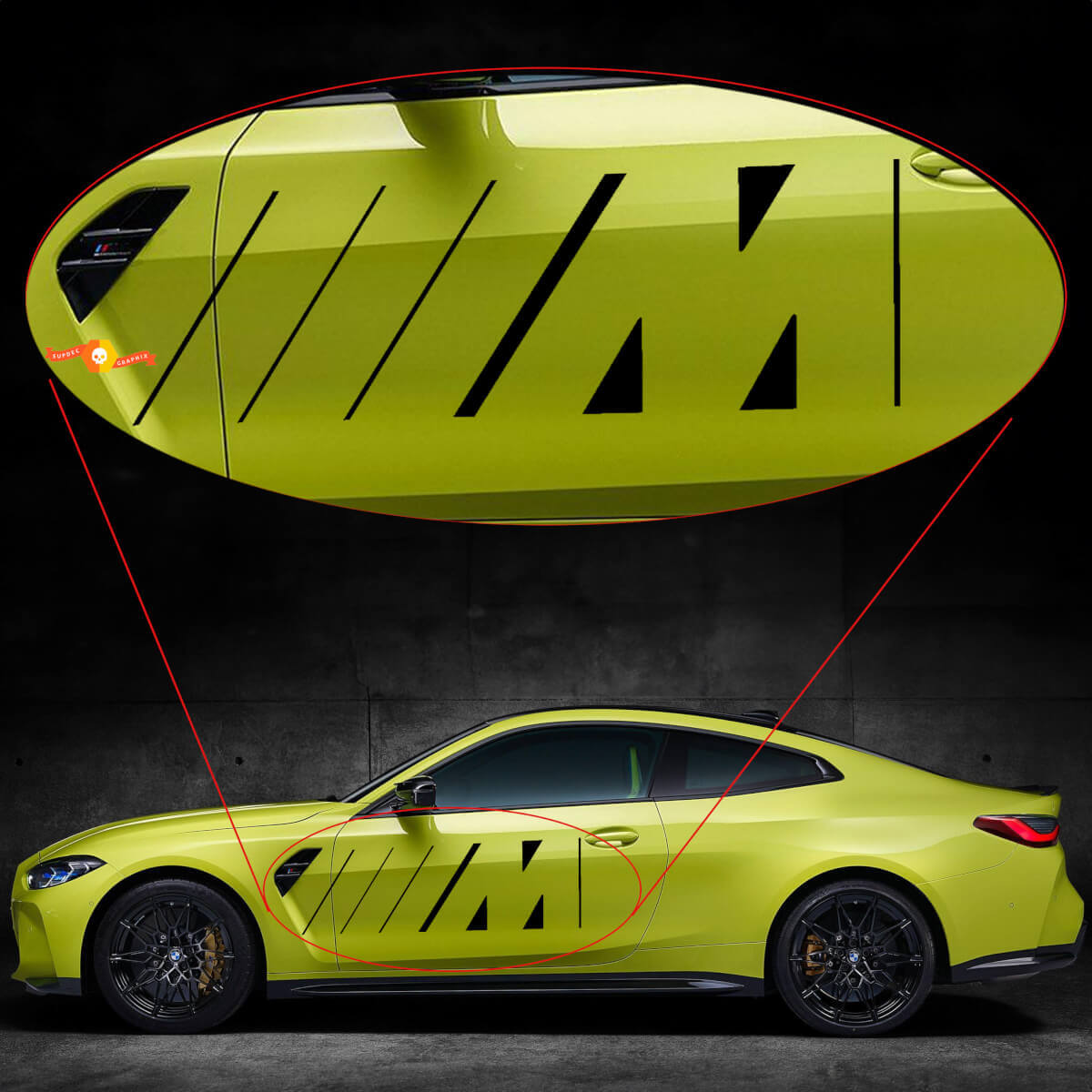 Paire d’autocollants vinyles logo porte M Style pour BMW M3 M4 G80 G82 G83