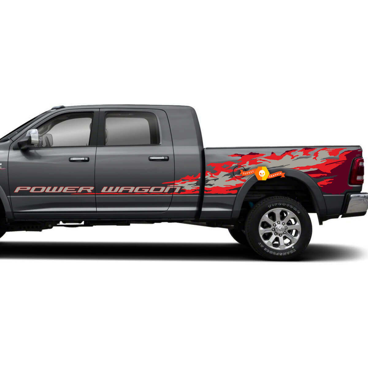 Kit de décalcomanies latérales en vinyle style éclaboussures Power Wagon pour Dodge Ram