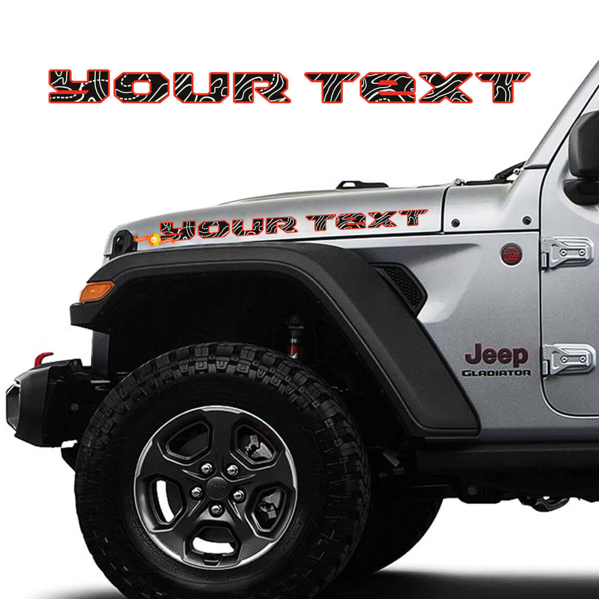 2x autocollants de décalcomanies de capot pour 2019 - 2023 Jeep Gladiator carte topographique Topo
