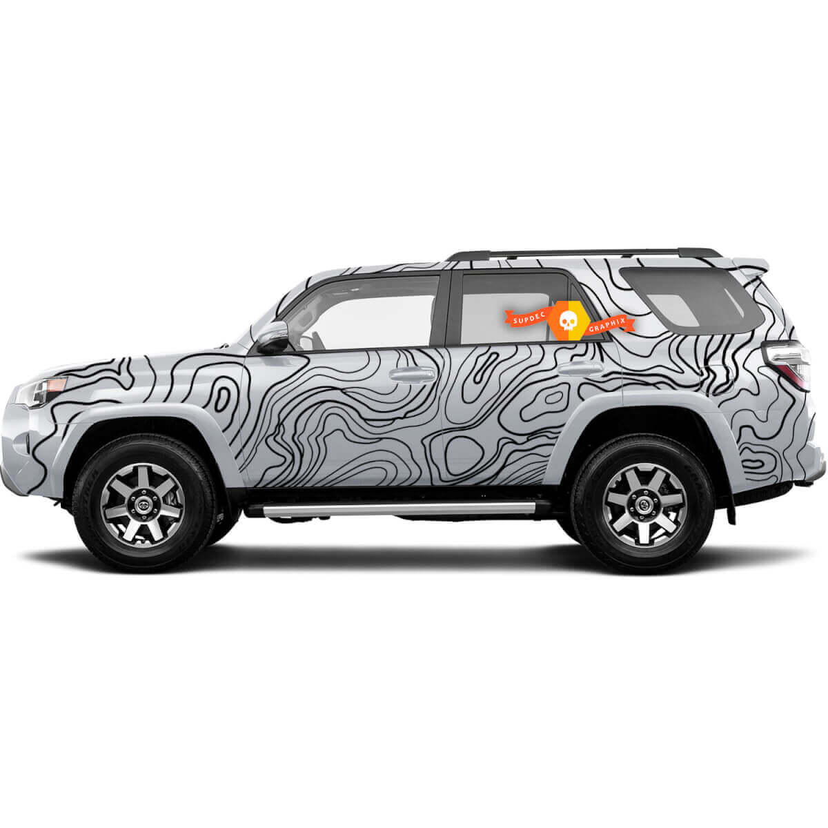 Kit complet d'autocollants en vinyle corps entier carte topographique pour Toyota 4Runner