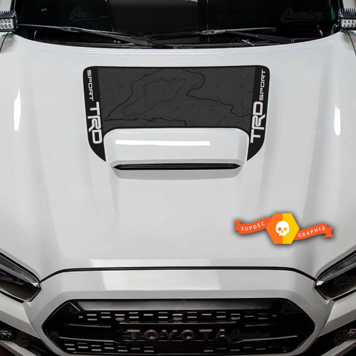 Autocollant Vinyle Carte Topographique TRD Sport pour Capot Toyota Tacoma 2016-2024