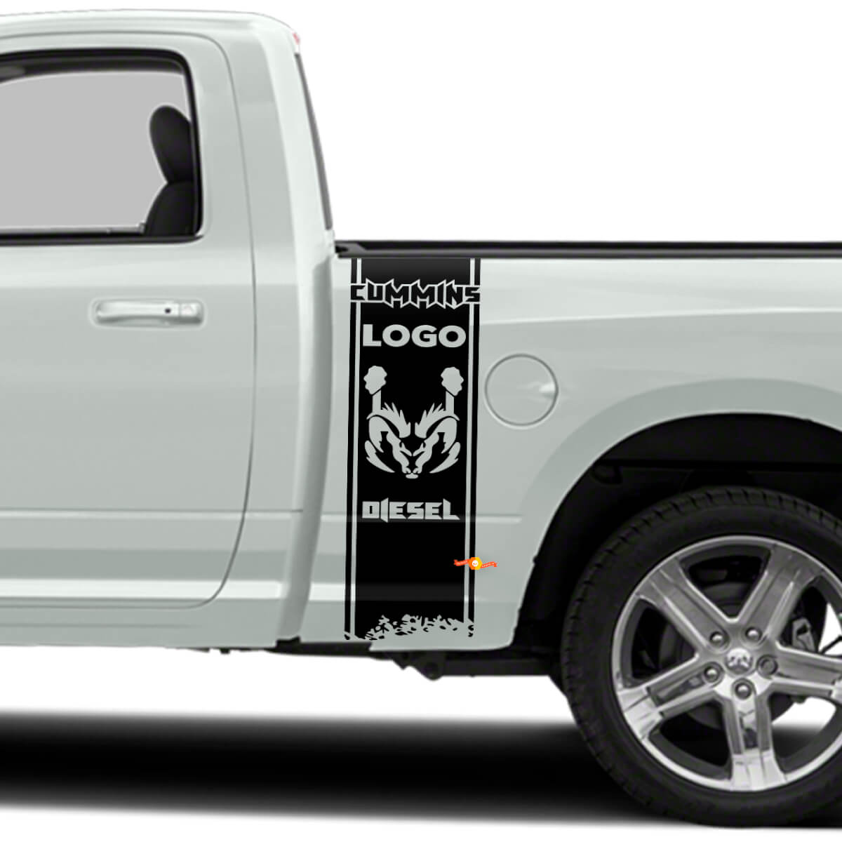 Kit de décalcomanies en vinyle à rayures d’accent Cummins Hemi Diesel pour flancs de benne de camion Dodge