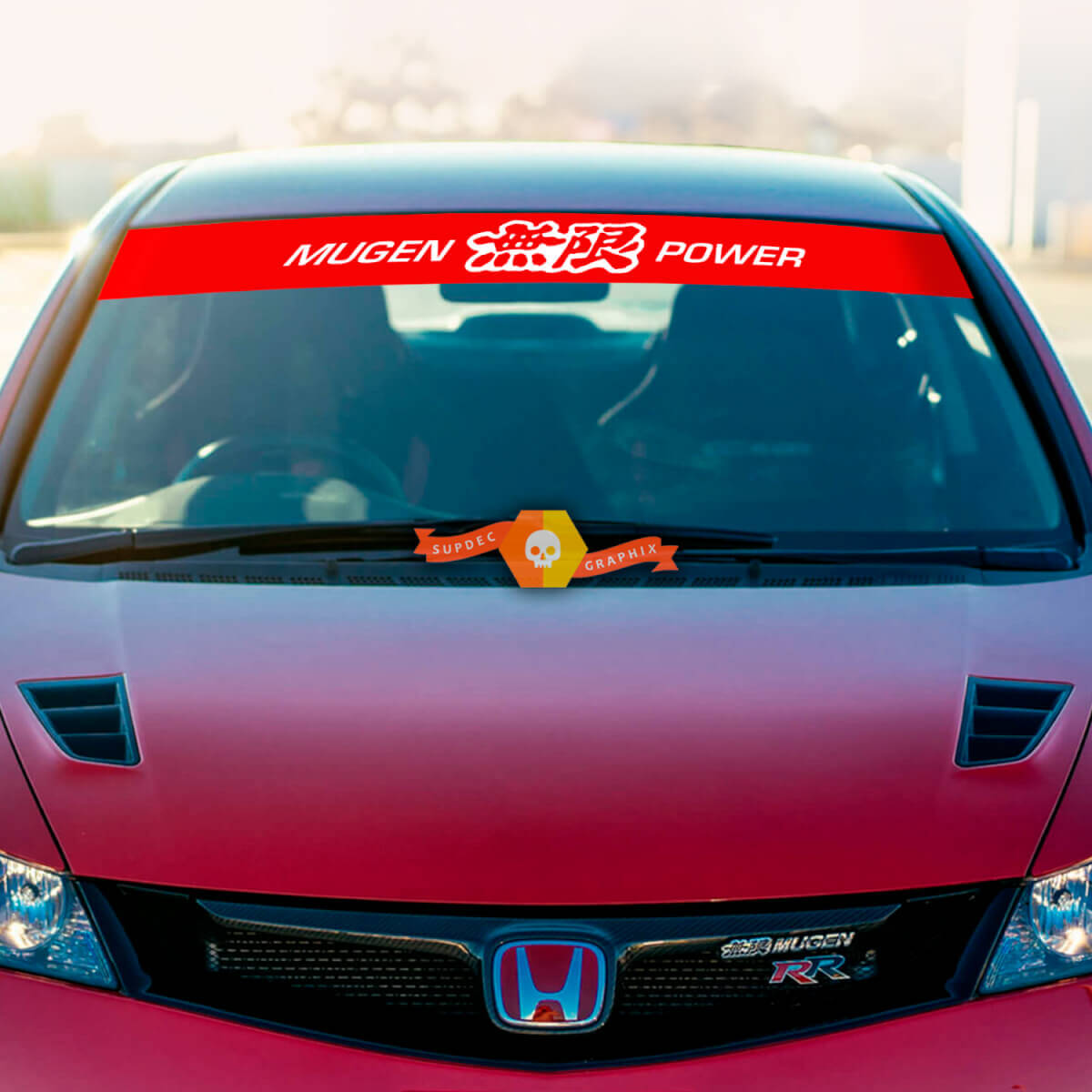 Honda Mugen Power Motorsports Pare-brise Bannière Vinyle Autocollant Autocollant N’importe quelle combinaison de couleurs
