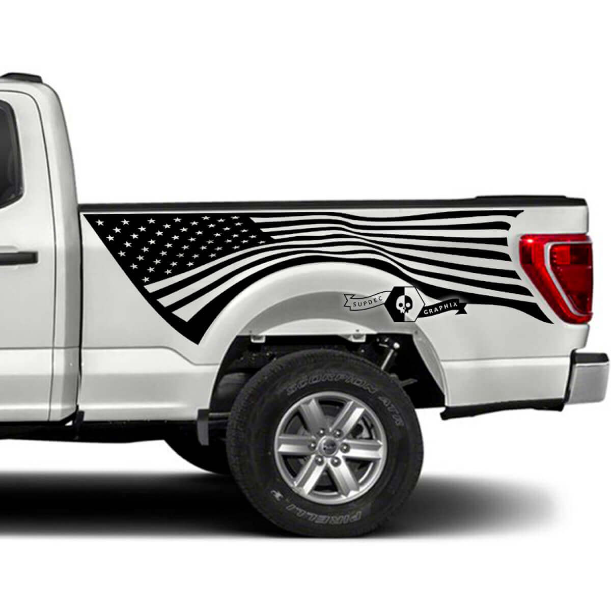 Paire Ford F-150 XLT 2023 Lit USA Flag Graphics Autocollant latéral
