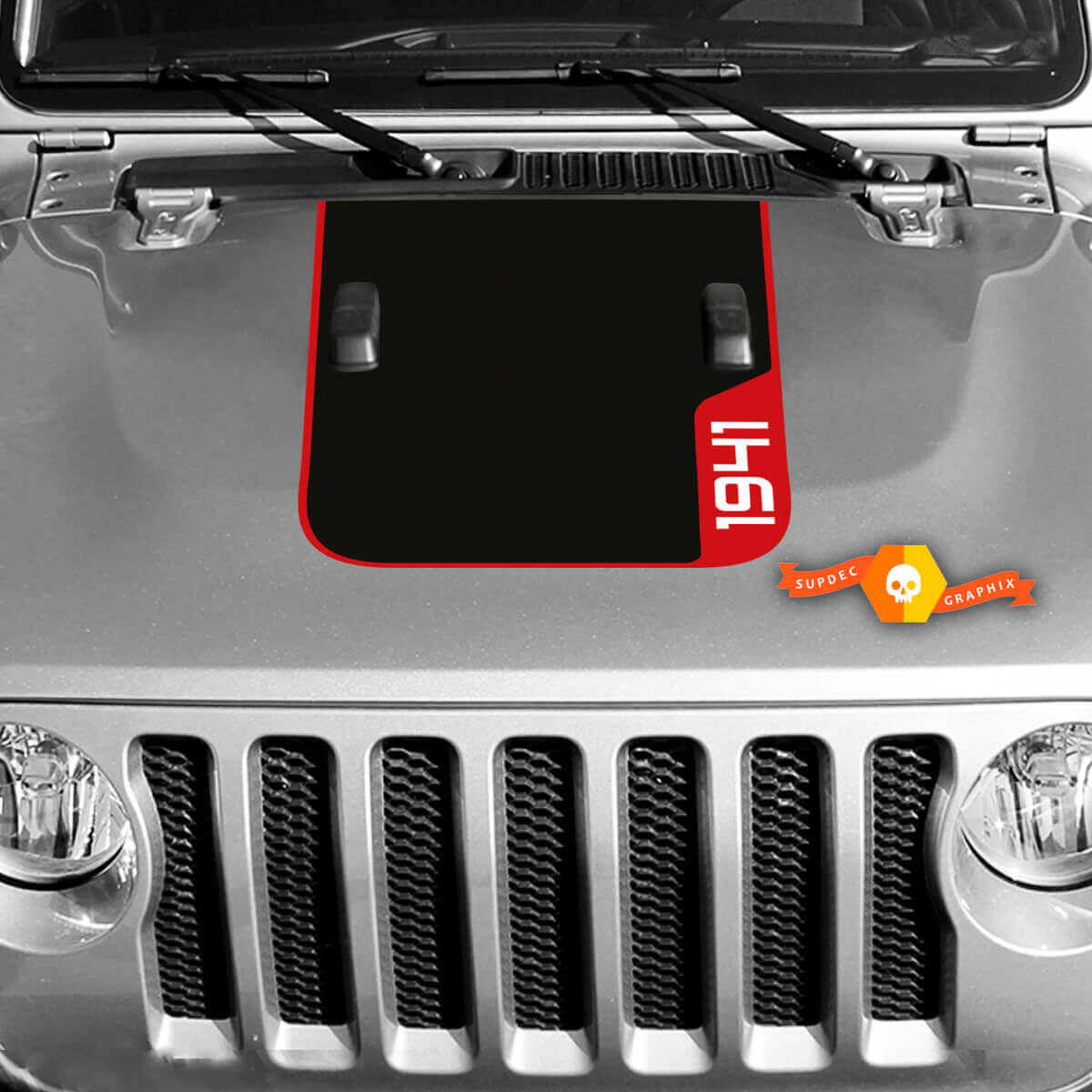 Autocollant vinyle capot 1941 2 pour Jeep Wrangler Rubicon 3 couleurs