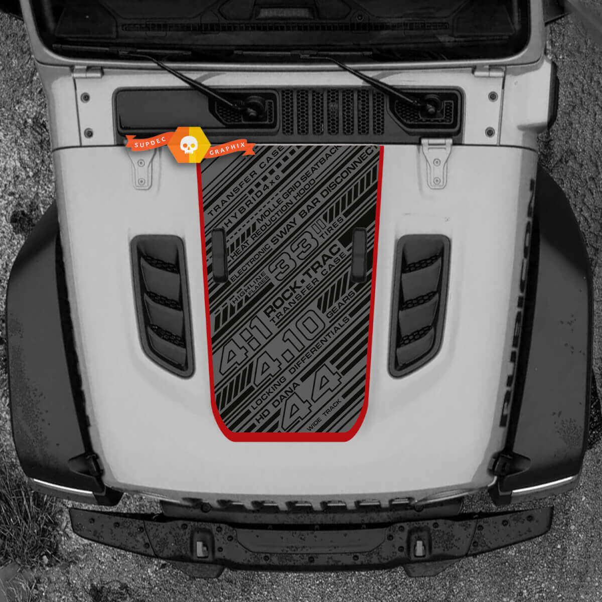 Capot Jeep RUBICON Wrangler Vinyl 2018 + Up Bannière Autocollant Graphique
