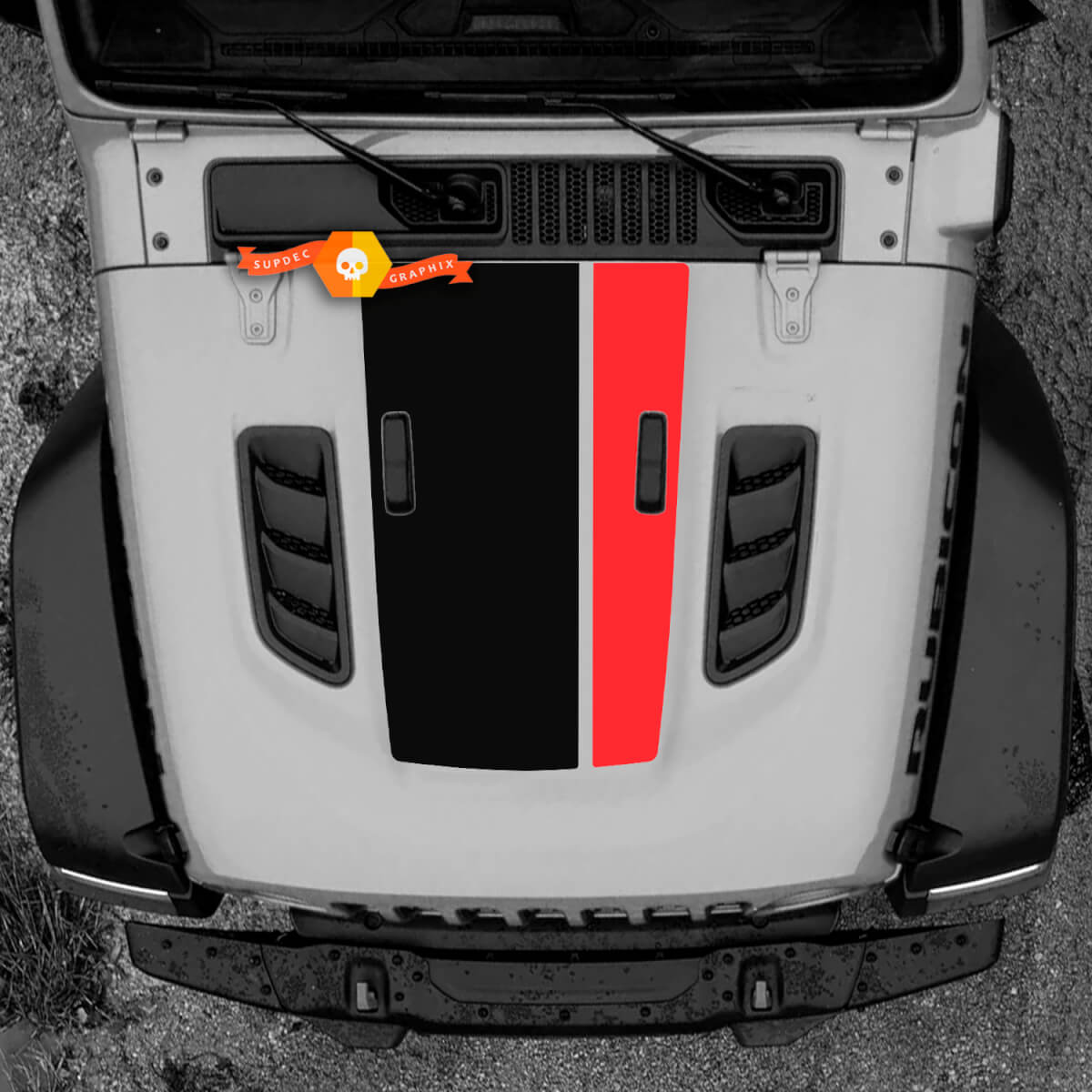 Capot Jeep Rubicon Wrangler Vinyl Hood Scoop Autocollant Autocollant Graphique 2 Couleurs
