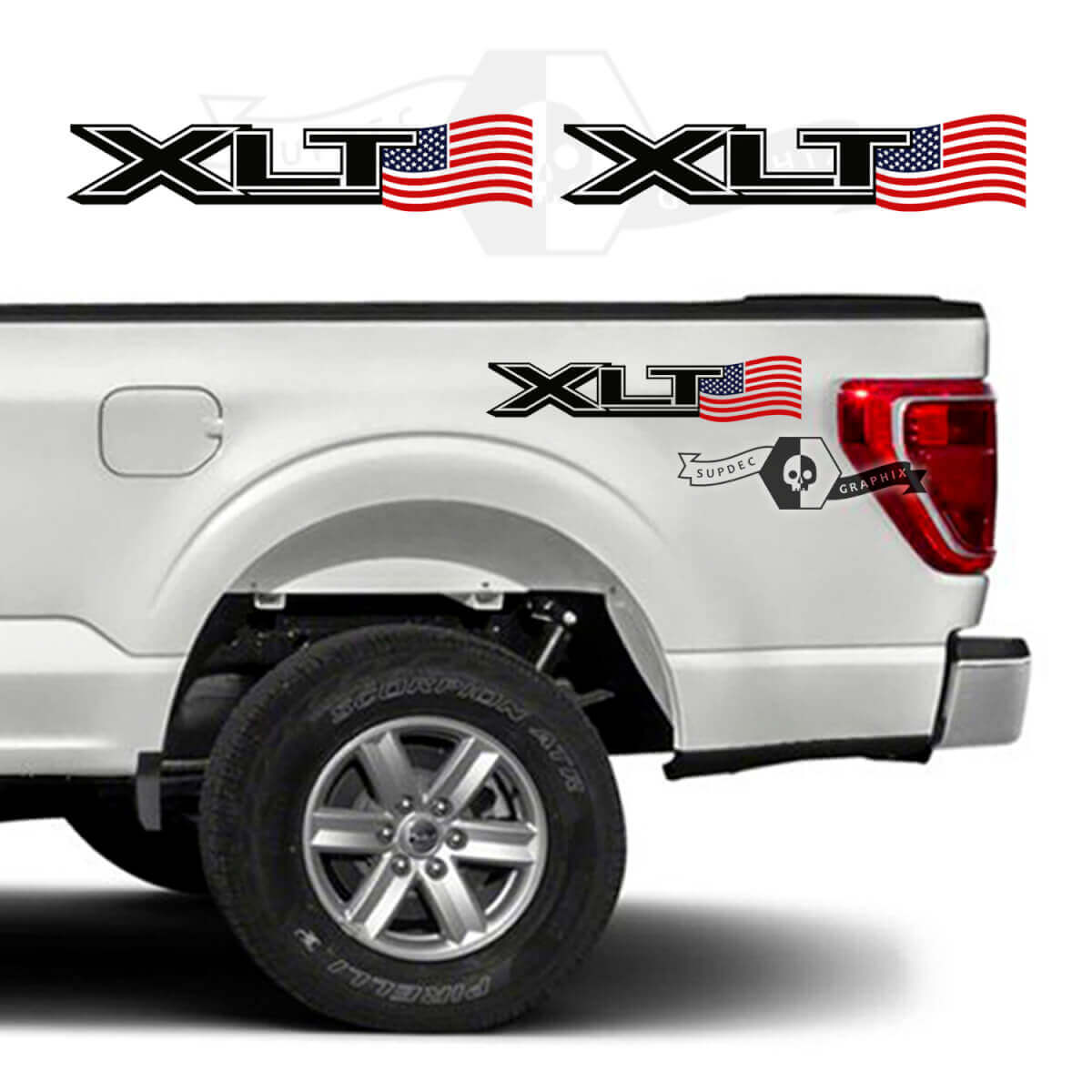 Autocollants Vinyle Latéraux Drapeau USA XLT pour Musclecar F-150 2023