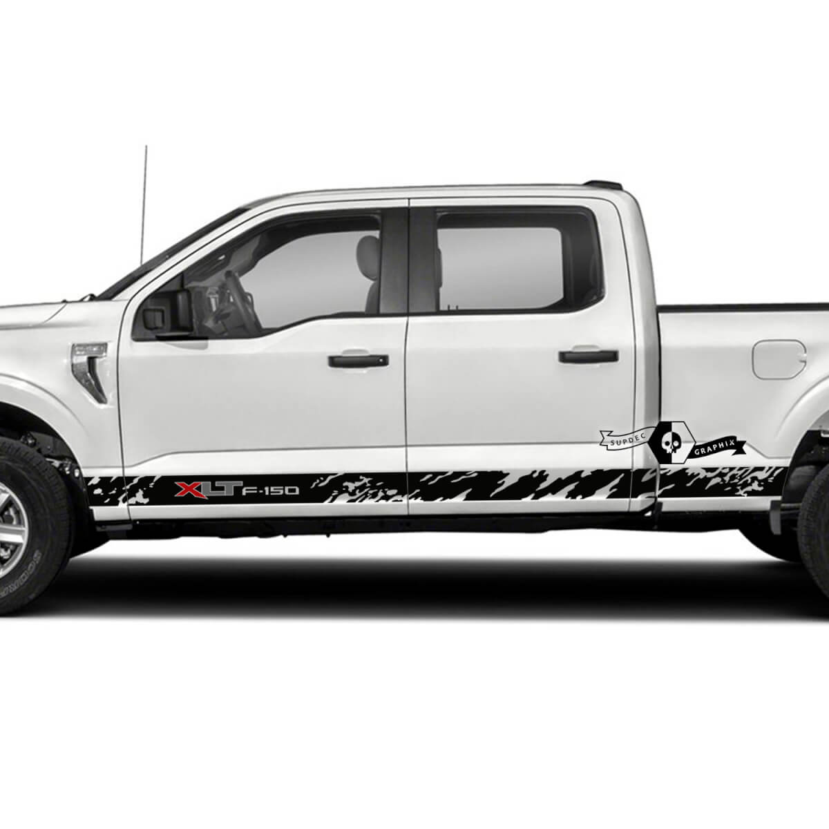 2x Ford F-150 XLT 2023 Panneau à bascule latéral Boue Graphique Autocollants latéraux Autocollants Logo couleur
